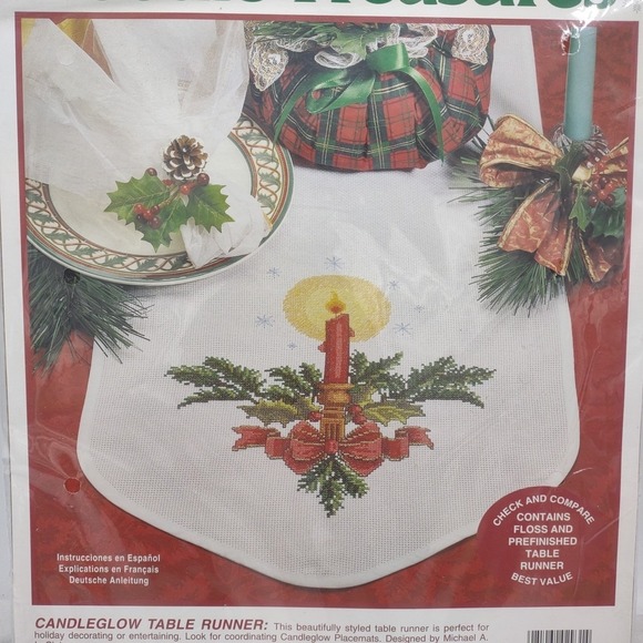 Needle Treasures CandleglowTable Runner Counted Cross Stitch Kit NOS USA 02931 - Picture 6 of 7